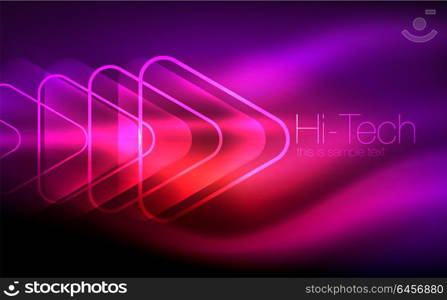 Glowing vector triangle geometric shapes in dark space. Glowing vector triangle geometric shape in dark spaces. Vector abstract background