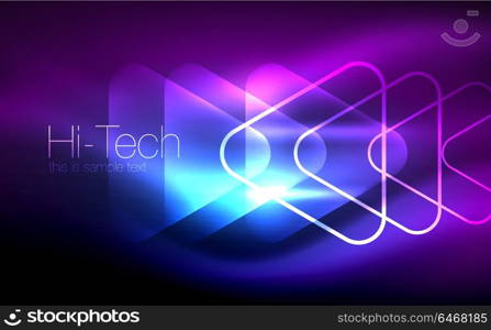 Glowing vector triangle geometric shapes in dark space. Glowing vector triangle geometric shape in dark spaces. Vector abstract background