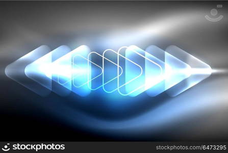 Glowing vector triangle geometric shapes in dark space. Glowing vector triangle geometric shape in dark spaces. Vector abstract background