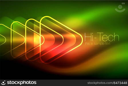 Glowing vector triangle geometric shapes in dark space. Glowing vector triangle geometric shape in dark spaces. Vector abstract background