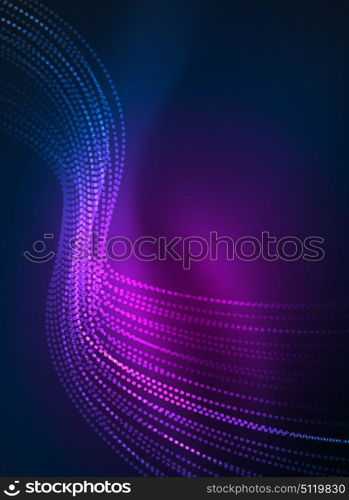 Glowing wave created with particles on dark color background. Glowing wave created with particles on dark color background. Vector digital techno illustration