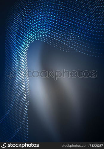 Glowing wave created with particles on dark color background. Glowing wave created with particles on dark color background. Vector digital techno illustration