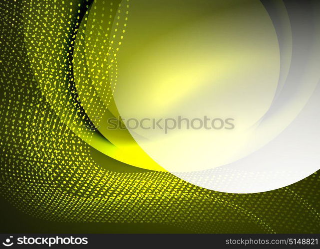 Glowing wave created with particles on dark color background. Glowing wave created with particles on dark color background. Vector digital techno illustration