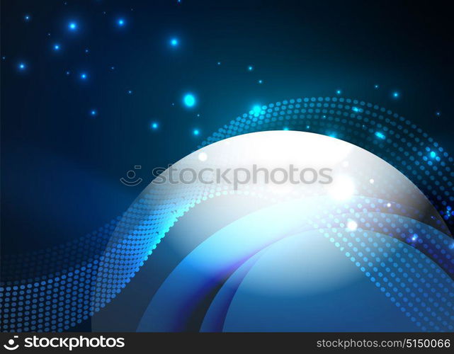 Glowing wave created with particles on dark color background. Glowing wave created with particles on dark color background. Vector digital techno illustration