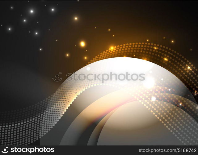 Glowing wave created with particles on dark color background. Glowing wave created with particles on dark color background. Vector digital techno illustration