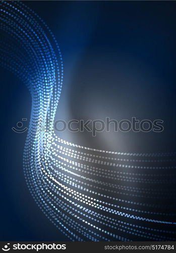 Glowing wave created with particles on dark color background. Glowing wave created with particles on dark color background. Vector digital techno illustration