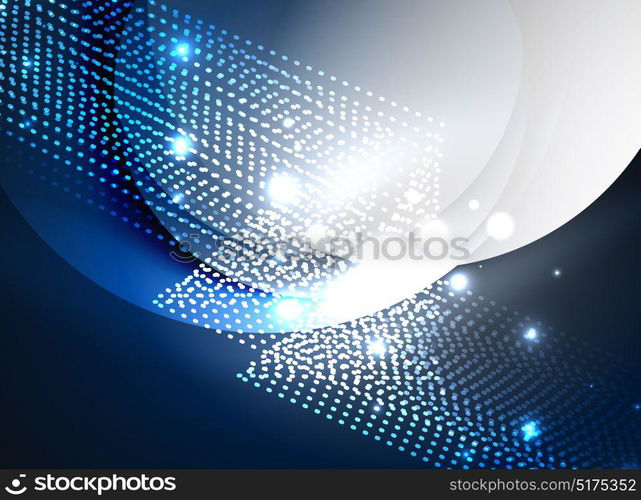 Glowing wave created with particles on dark color background. Glowing wave created with particles on dark color background. Vector digital techno illustration