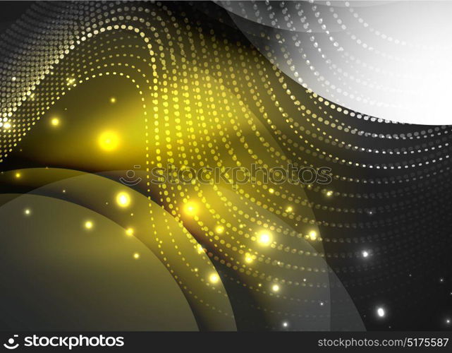 Glowing wave created with particles on dark color background. Glowing wave created with particles on dark color background. Vector digital techno illustration