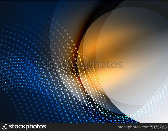 Glowing wave created with particles on dark color background. Glowing wave created with particles on dark color background. Vector digital techno illustration