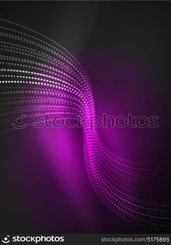 Glowing wave created with particles on dark color background. Glowing wave created with particles on dark color background. Vector digital techno illustration