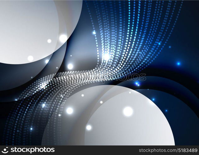 Glowing wave created with particles on dark color background. Glowing wave created with particles on dark color background. Vector digital techno illustration