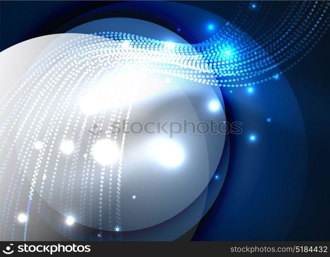 Glowing wave created with particles on dark color background. Glowing wave created with particles on dark color background. Vector digital techno illustration