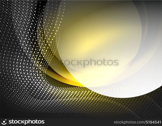 Glowing wave created with particles on dark color background. Glowing wave created with particles on dark color background. Vector digital techno illustration