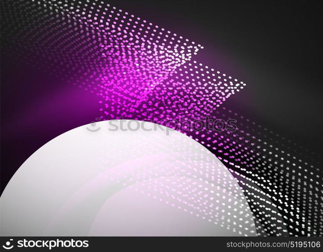 Glowing wave created with particles on dark color background. Glowing wave created with particles on dark color background. Vector digital techno illustration