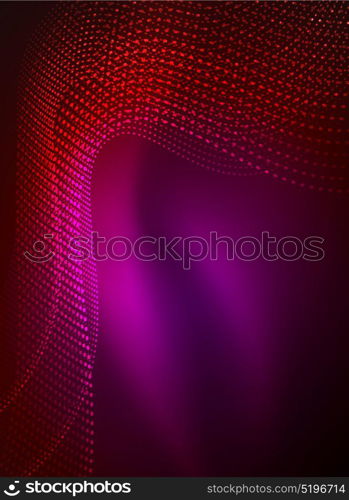 Glowing wave created with particles on dark color background. Glowing wave created with particles on dark color background. Vector digital techno illustration