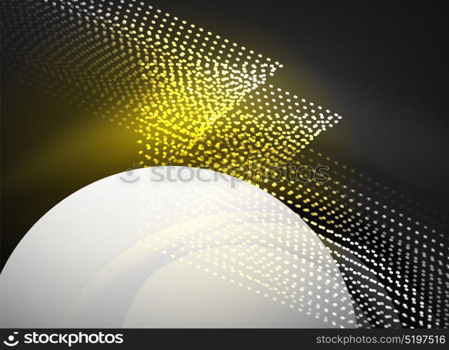 Glowing wave created with particles on dark color background. Glowing wave created with particles on dark color background. Vector digital techno illustration