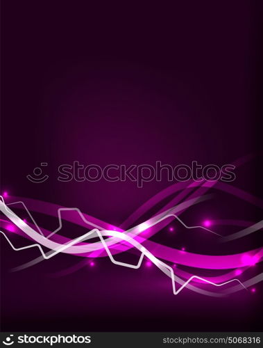 Glowing wavy lines template. Glowing wavy lines template. Color lightning concept in the dark, energy magic abstract background