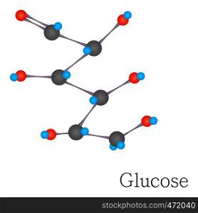 Glucose 3D molecule. Cartoon illustration of glucose 3D molecule vector for web design. Glucose 3D molecule chemical science