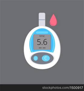 Glucose meter icon vector, portable sugar measuring device with blood drop for diabetics.. Glucose meter icon vector, portable sugar measuring device