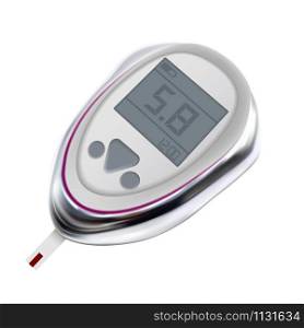 Glucose Meter Medical Electronic Device Vector. Digital Tool For Analysis Blood On Glucose Sugar Diabetes, Modern Medicine Technology. Healthcare Test Analyzer Template Realistic 3d Illustration. Glucose Meter Medical Electronic Device Vector