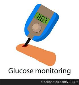 Glucose monitoring icon. Isometric illustration of glucose monitoring vector icon for web. Glucose monitoring icon, isometric style