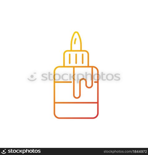 Glue bottle gradient linear vector icon. Craft and hobby supplies. Bonding together paper materials. Easy-squeeze item. Thin line color symbol. Modern style pictogram. Vector isolated outline drawing. Glue bottle gradient linear vector icon