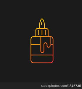 Glue bottle gradient vector icon for dark theme. Craft and hobby supplies. Bonding together paper materials. Thin line color symbol. Modern style pictogram. Vector isolated outline drawing. Glue bottle gradient vector icon for dark theme