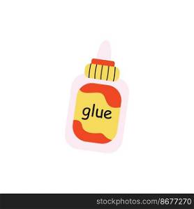 Glue or latex bottle. Glue can stick to paper. Office supplies. Time to school. Children s cute stationery subjects. Back to school, science, college, education, study 
