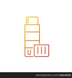 Glue stick gradient linear vector icon. Solid adhesive in push-up tube. Craft glue for scrapbooking. Classroom supply. Thin line color symbol. Modern style pictogram. Vector isolated outline drawing. Glue stick gradient linear vector icon