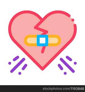 Glued Heart Icon Vector. Outline Glued Heart Sign. Isolated Contour Symbol Illustration. Glued Heart Icon Vector Outline Illustration