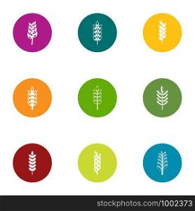 Gluten content icons set. Flat set of 9 gluten content vector icons for web isolated on white background. Gluten content icons set, flat style
