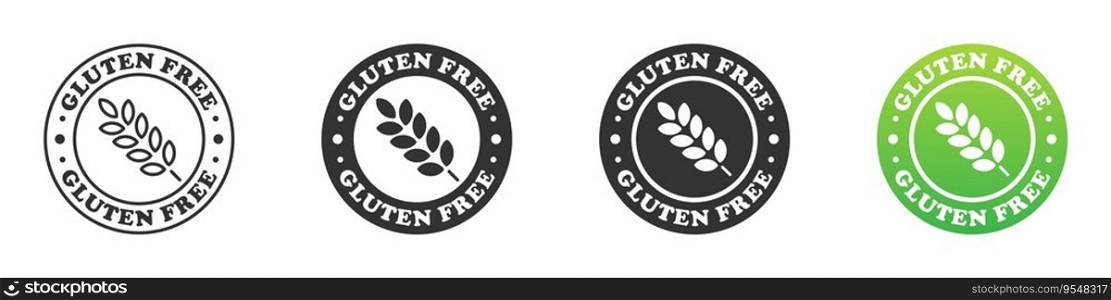 Gluten free icon set. Vector illustration.