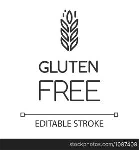 Gluten free linear icon. Organic food. Product free ingredient. Healthy bread. Celiac prevention. Thin line illustration. Contour symbol. Vector isolated outline drawing. Editable stroke