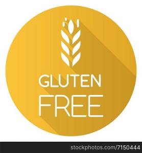 Gluten free yellow flat design long shadow glyph icon. Organic food. Product free ingredient. Healthy bread. Nutritious dietary, healthy eating. Celiac prevention. Vector silhouette illustration