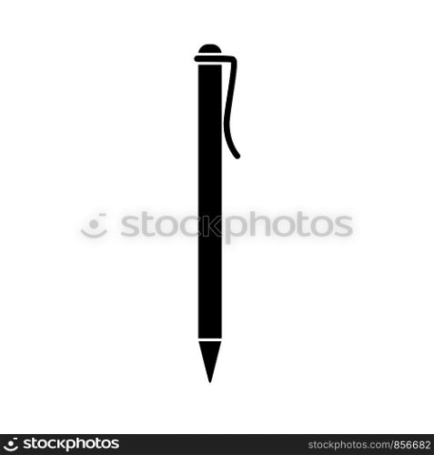 Glyph ballpoint pen icon. Pencil isolated. Vector pen. Simple illustration on white background.. Glyph ballpoint pen icon. Pencil isolated. Vector pen. Simple illustration