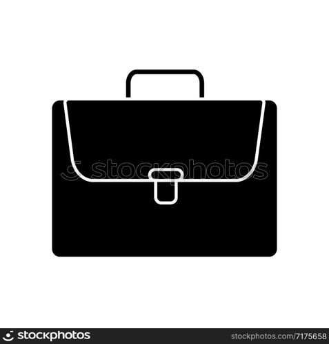 Glyph briefcase icon.School bag button. Office case symbol. Simple vector graphic illustration isolated on white background. Glyph briefcase icon.School bag button. Office case symbol.