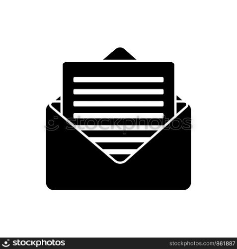 Glyph email icon. E-mail symbol simple vector graphic illustration isolated on white background. Glyph email icon. E-mail symbol simple vector graphic illustration isolated