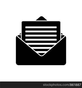 Glyph email icon. E-mail symbol simple vector graphic illustration isolated on white background. Glyph email icon. E-mail symbol simple vector graphic illustration isolated