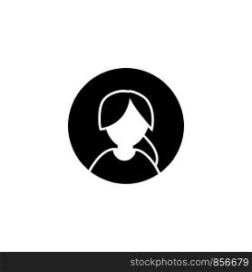 Glyph female avatar icon. Woman symbol. Simple vector design illustration. Glyph female avatar icon. Woman symbol. Simple vector design