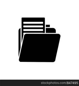 Glyph folder icon with documents. Folder simple vector illustration isolated on white background. Glyph folder icon with documents. Folder simple vector illustration isolated