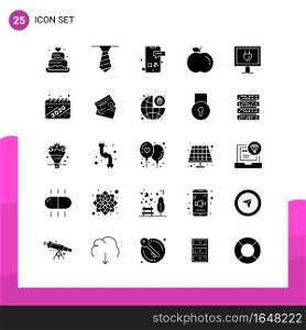 Glyph Icon set. Pack of 25 Solid Icons isolated on White Background for responsive Website Design Print and Mobile Applications.. Creative Black Icon vector background