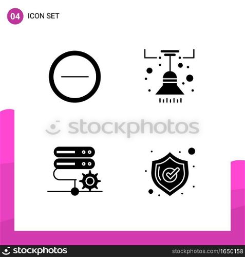 Glyph Icon set. Pack of 4 Solid Icons isolated on White Background for responsive Website Design Print and Mobile Applications.. Creative Black Icon vector background