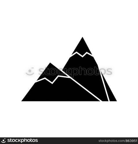 Glyph mountain icon. Mountain peak symbol.Simple vector illustration isolated on white background. Glyph mountain icon. Mountain peak symbol.Simple vector illustration isolated