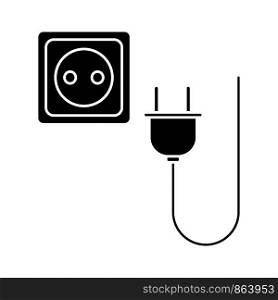Glyph plug socket icon. Simple vector design illustration isolated on white background. Glyph plug socket icon. Simple vector design illustration isolated