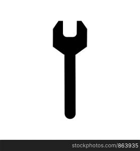 Glyph wrench icon. Service button. Spanner symbol. Engineer work tools vector sign. Mechanic tools sign. Toolkit icon. Simple illustration isolated on white background. Glyph wrench icon. Service button. Spanner symbol. Engineer work tools vector sign.