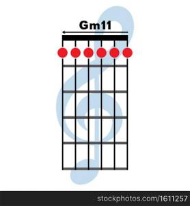 Gm11 guitar chord icon. Basic guitar chord vector illustration symbol design