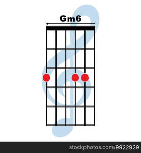 Gm6 guitar chord icon. Basic guitar chord vector illustration symbol design