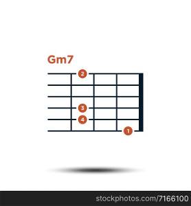 Gm7, Basic Guitar Chord Chart Icon Vector Template