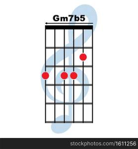 Gm7b5  guitar chord icon. Basic guitar chord vector illustration symbol design