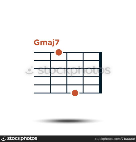 Gmaj7, Basic Guitar Chord Chart Icon Vector Template